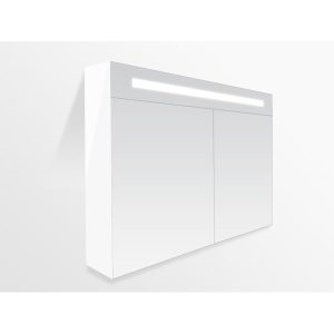 Saniclass Double Face spiegelkast 120x70x15cm verlichting geintegreerd met 2 links- en rechtsdraaiende spiegeldeuren MDF mat Wit 7552